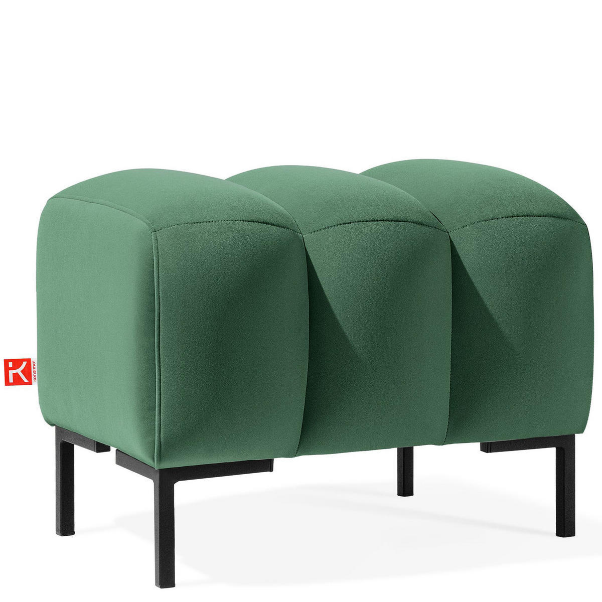 SITZHOCKER Polsterhocker PECCO, Veloursstoff - Dunkelgrün/Schwarz, Holz/Textil (60/50/50cm) - KONSIMO®