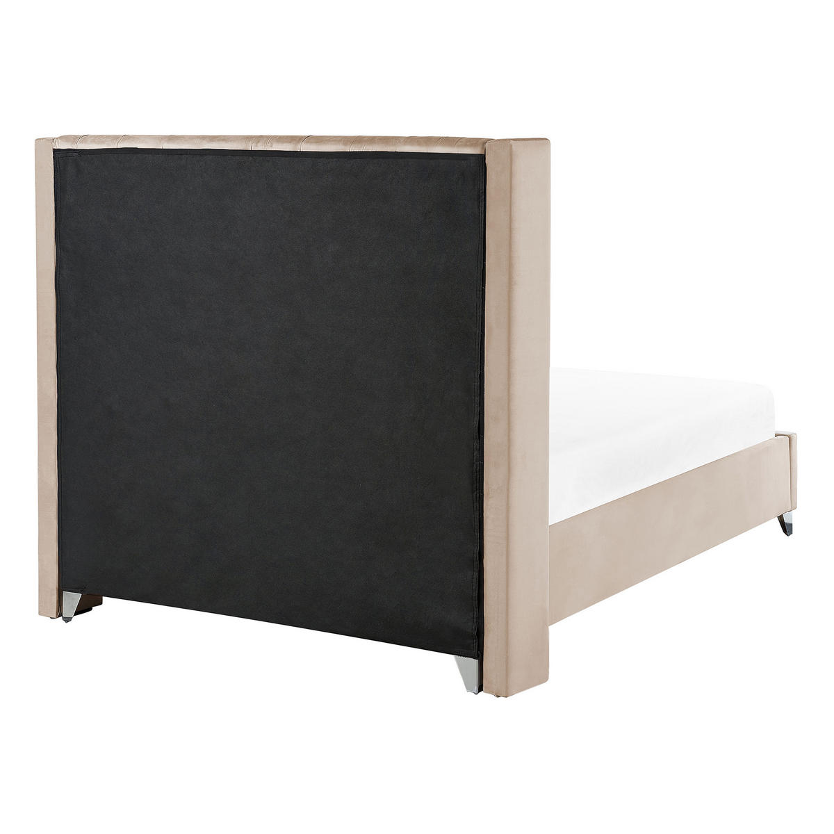 KLÄDD SÄNG med ribbotten 140x200 cm beige Lubbon - Beige, Textil (140/200cm) - Beliani