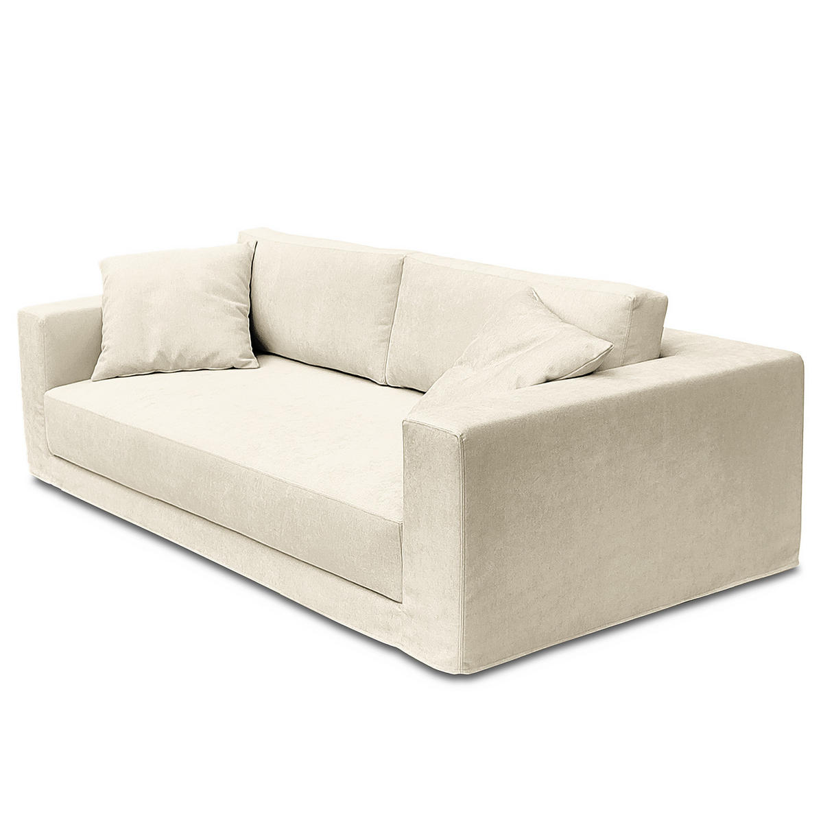 3-SITZER SOFA mit Wechselbezug - Webstoff - Creme, Textil (245/63/122cm) - home24