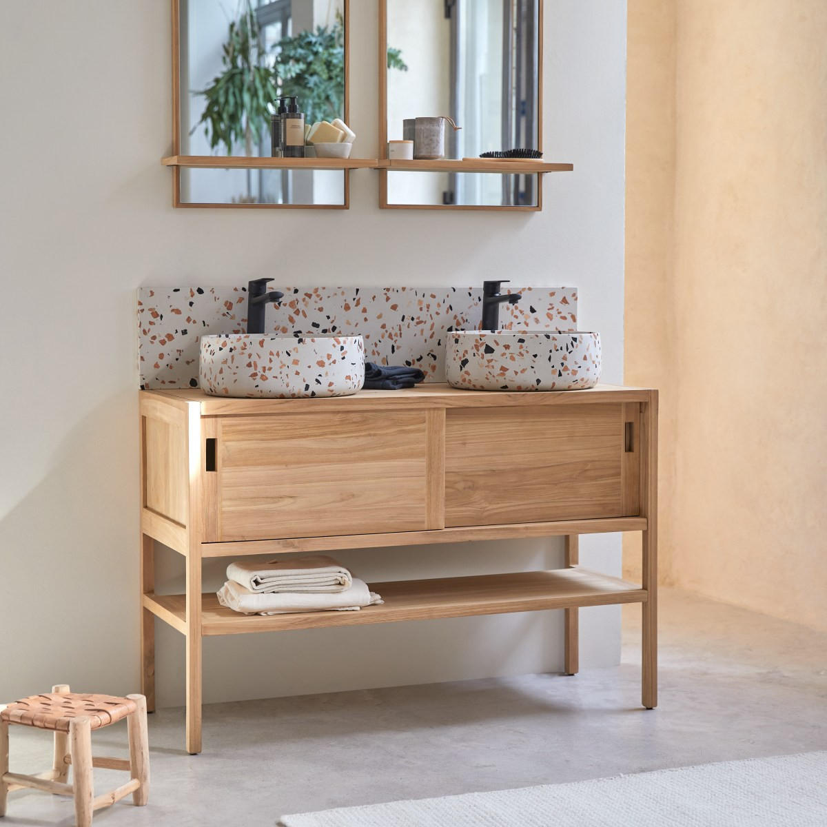 WASCHTISCHUNTERSCHRANK Arty Natur aus Teak - Naturfarben, Holz (120/80/47cm) - Tikamoon