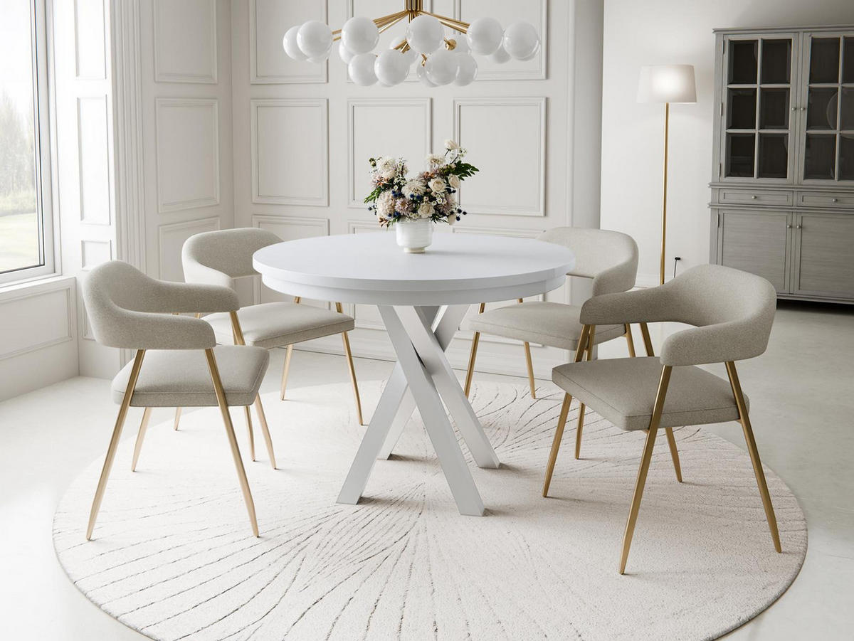 ESSTISCH 100-140 LOFTO Weiß - Weiß, Holzwerkstoff (100/100/77cm) - Compleo24