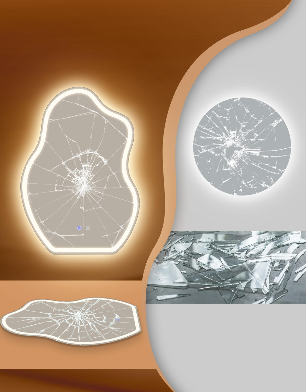 LED BADEZIMMERSPIEGEL 3.4/50/70cm - Weiß, Glas (3.4/70/50cm) - Nettlife