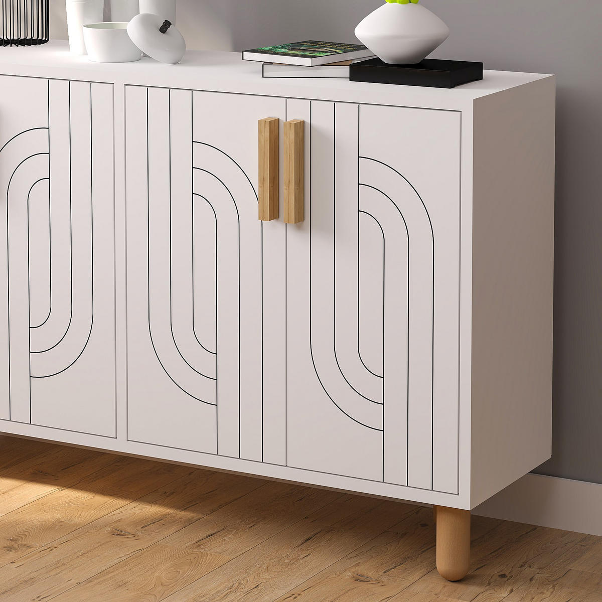 BUFFETSCHRANK rodney weiss - Weiß, Holz (29/73/120cm) - Habitat Garten