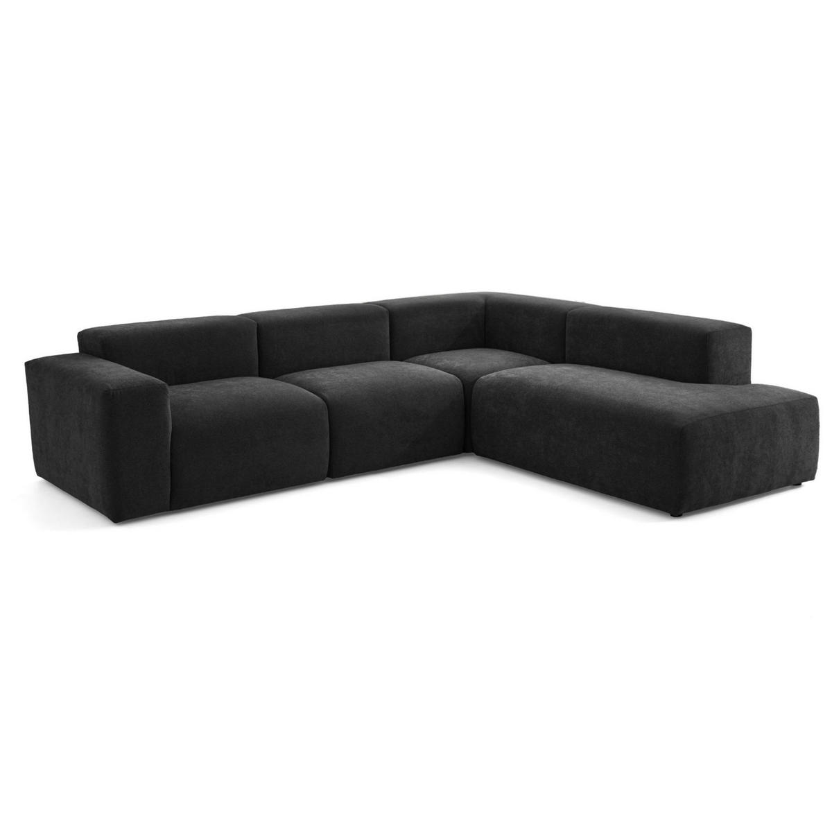 4-SITZER modulares Ecksofa HEAVEN SET 2 Rechts, Breite 300 cm Webstoff Schwarz - Schwarz, Holz/Kunststoff (245/300cm) - Muffo