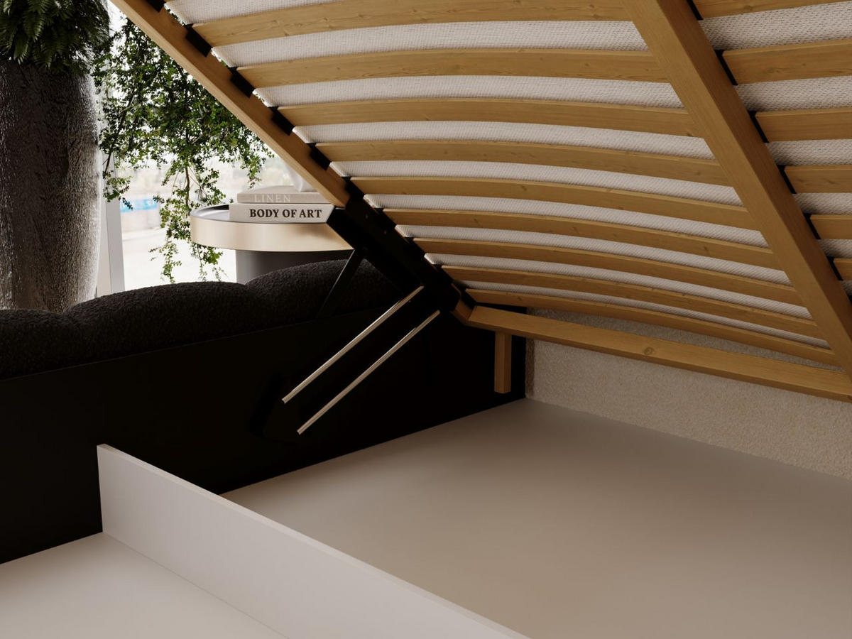 POLSTERBETT Imperial 140x200 Bouclé-Stoff Schwarz - Schwarz, Textil (140/200cm) - Graingold