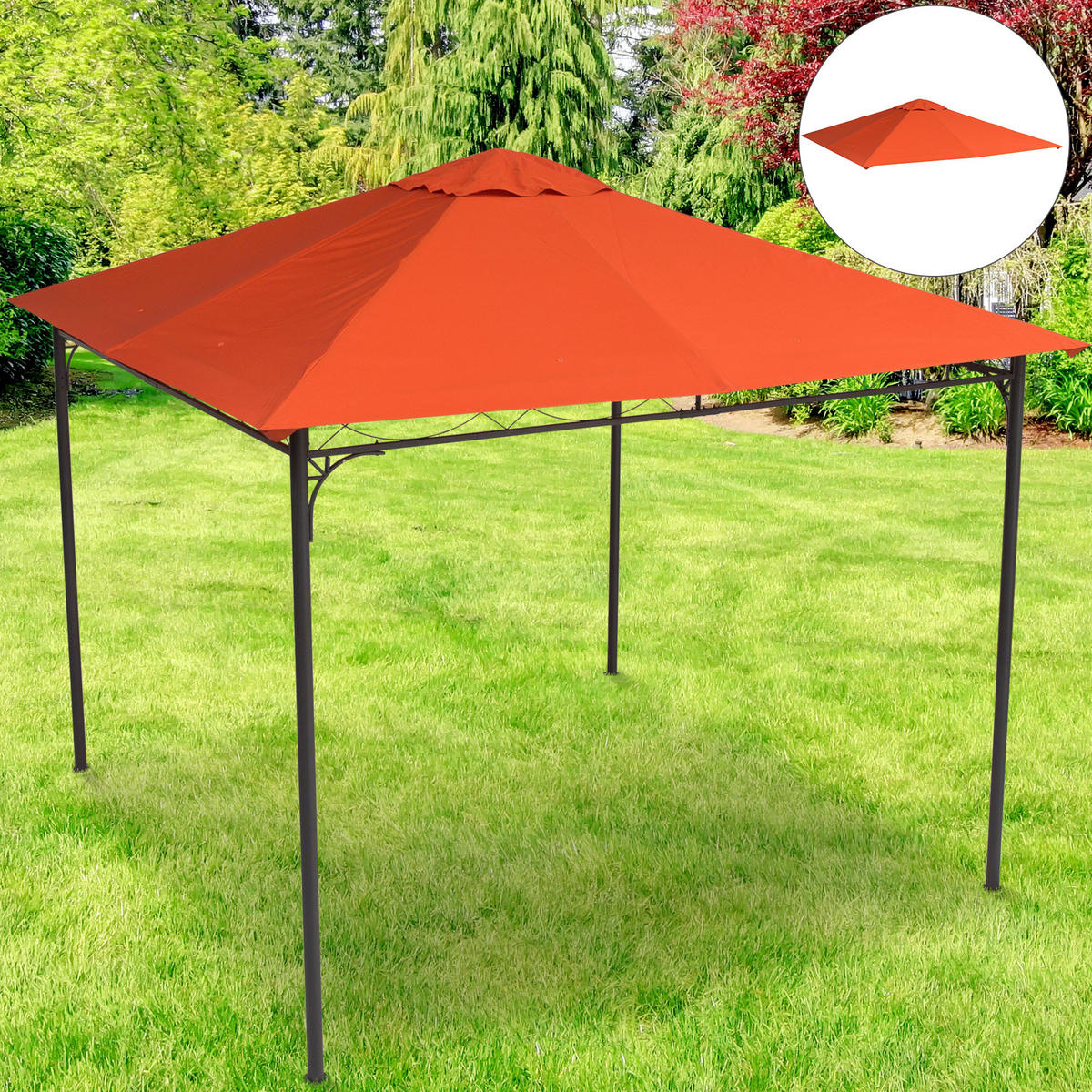 ERSATZDACH, 3x3 m orangefarben für Gartenpavillon, Polyester mit Belüftungslöchern - Multicolor, Textil (298/298cm) - FORIOUS