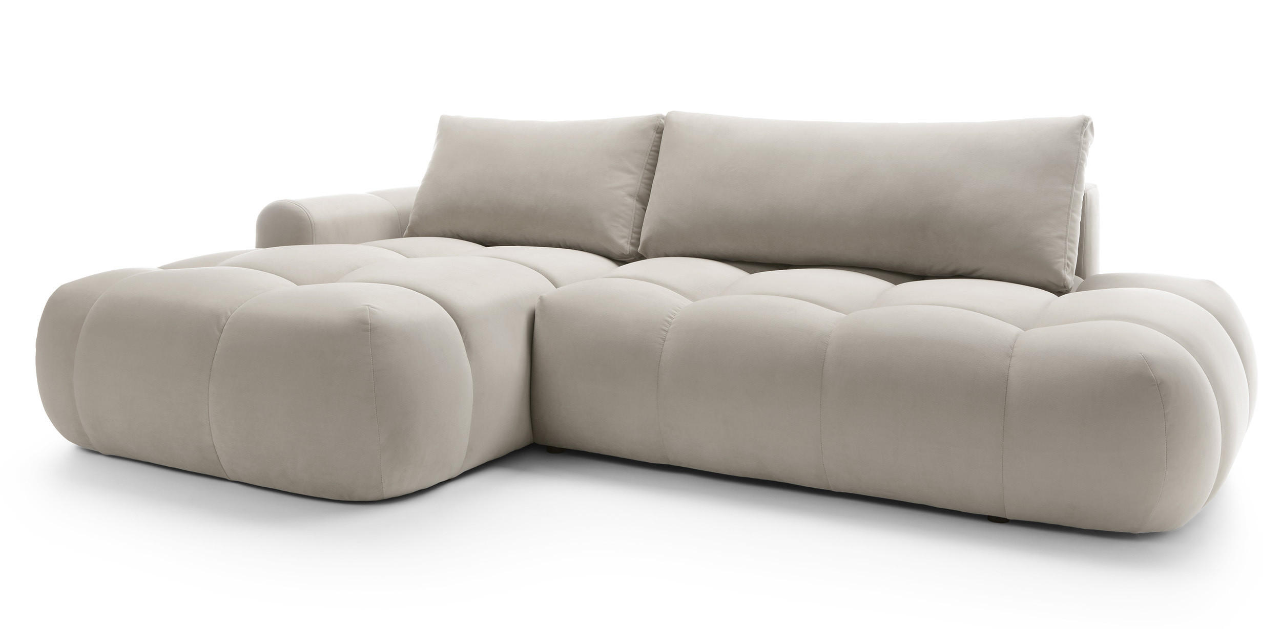 ECKSOFA Ombo Graubeige Velours 280 cm - Greige/Schwarz, Kunststoff/Textil (284/167cm) - Selsey