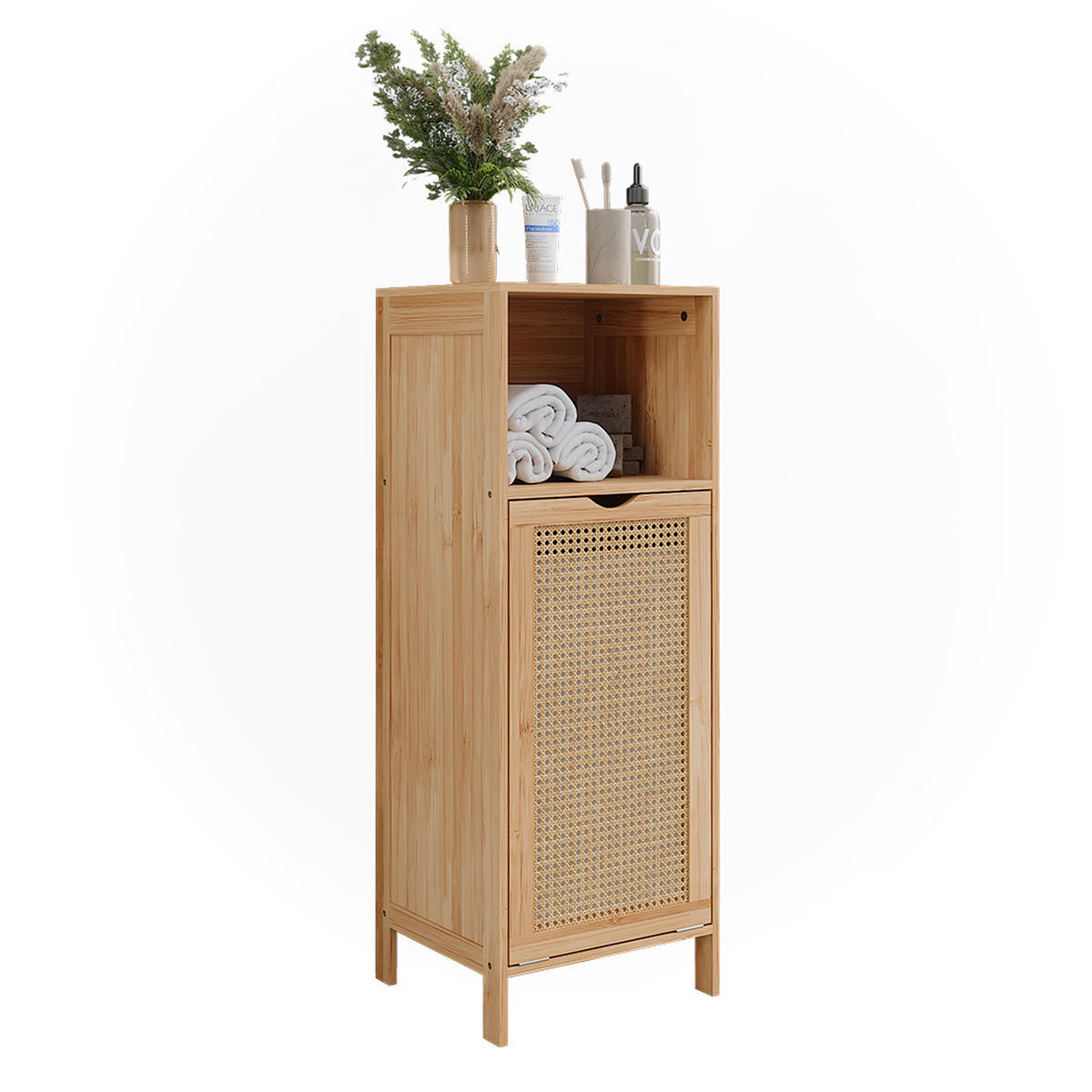 BADSCHRANK Liora Bambus 36 x 98 cm - Grün, Holzwerkstoff (36/98/33cm) - Vicco