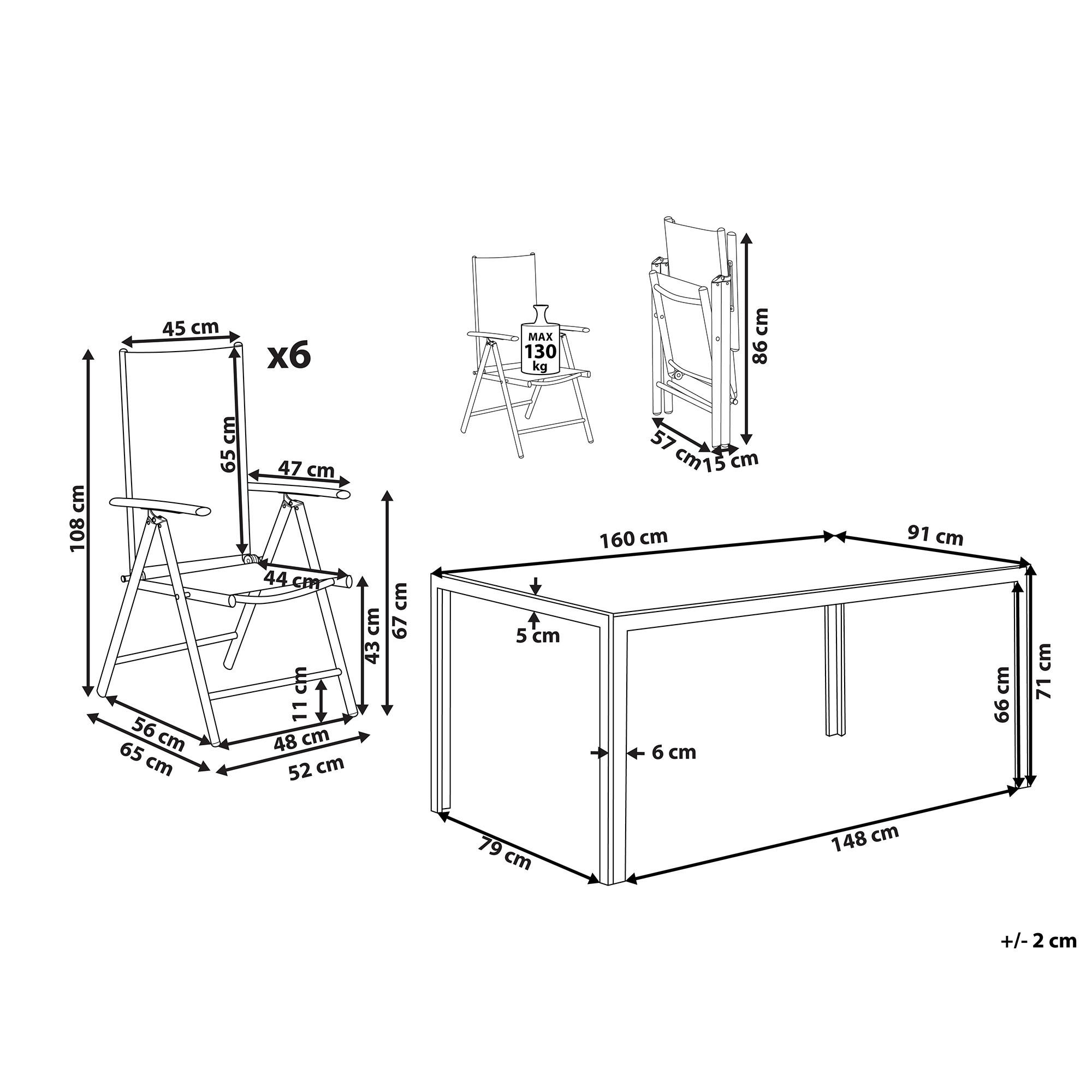 Thumbnail - Beliani Gartenmöbel, Schwarz, Silber, Metall, 6-Sitzer, Loungemöbel, Loungemöbel-Sets