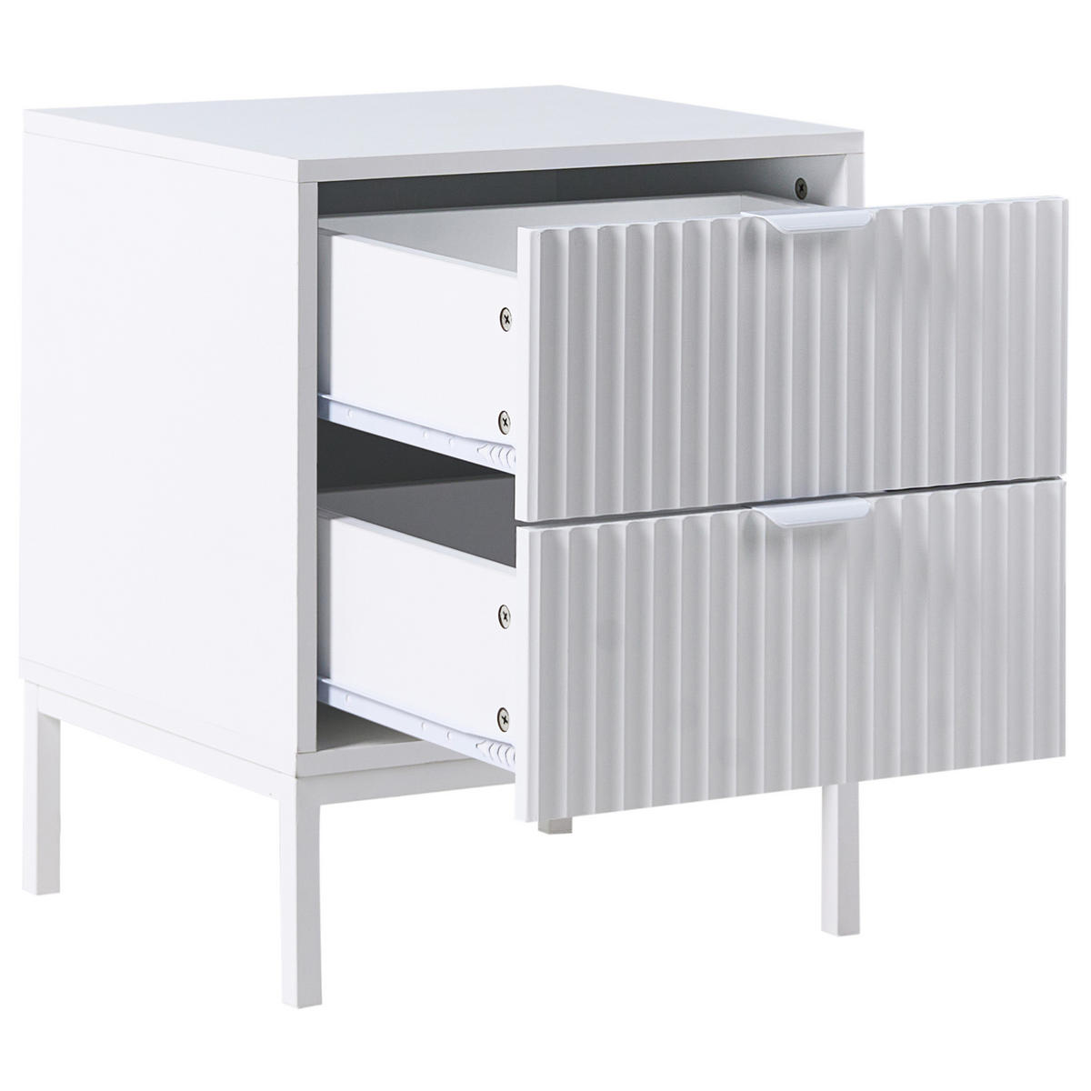 NACHTTISCH mit 2 Schubladen Weiß Adelaide - Weiß, Holzwerkstoff (40/45/55cm) - Beliani