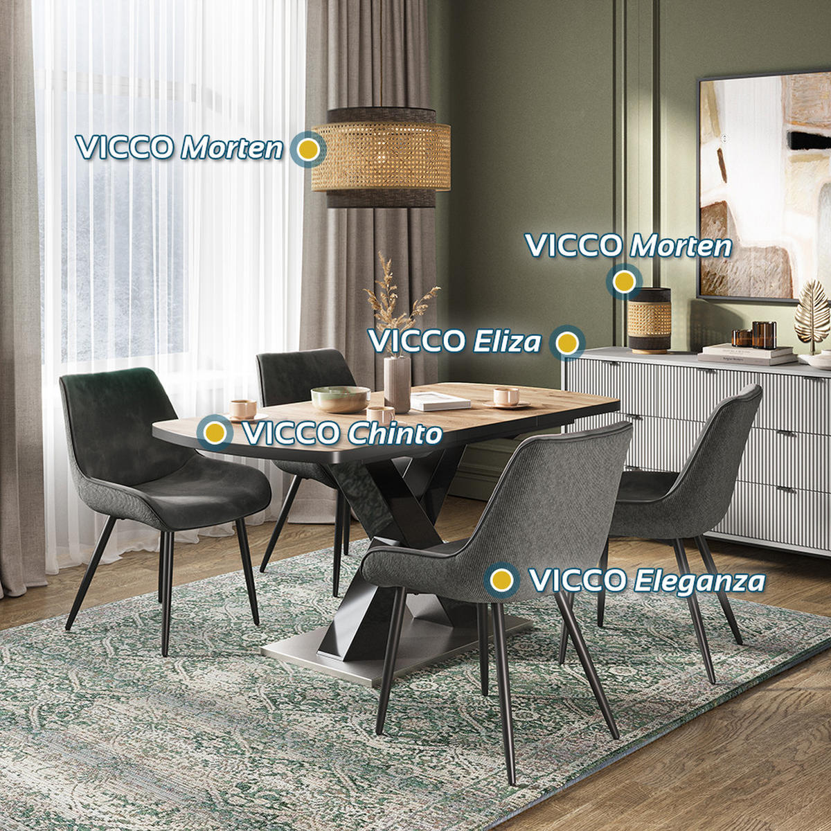 JÍDELNÍ ŽIDLE Eleganza Antracit - antracitová, kov (53.5/85/59cm) - Vicco