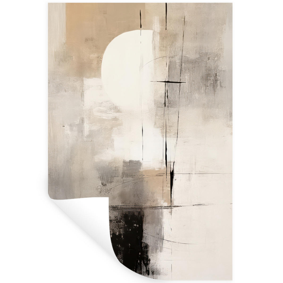 WANDTATTOO Abstrakt - Kunst - Grau 80x120 cm - Hellgrau, Kunststoff (80/120/0.1cm) - MuchoWow