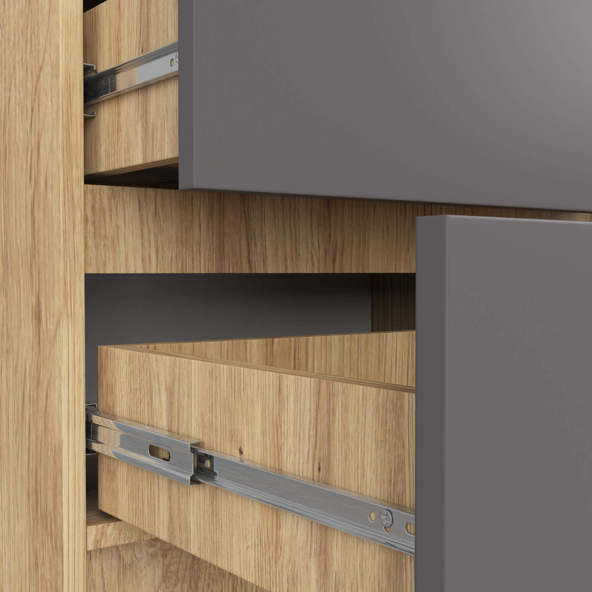 KOMMODE Eiche Artisan, Graphit Grau 121/60/40 - Eiche Artisan, Holzwerkstoff (60/121/40cm) - RAUMHIRSCH FURNITURE