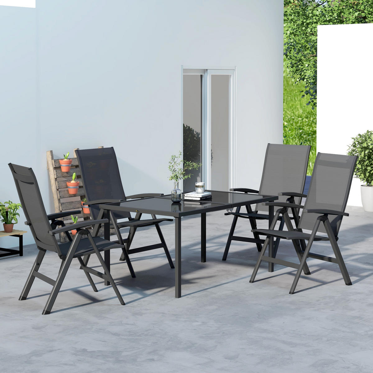 SITZGRUPPE, Schwarz, Aluminium - Schwarz, Metall - Outsunny