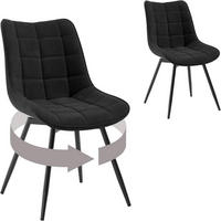 ESSZIMMERSTUHL 2er Set, aus Samt, Schwarz - Schwarz, Textil/Metall (46/83.5/60.5cm) - Woltu
