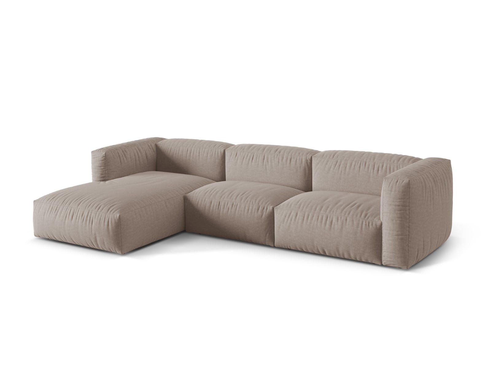 ECKSOFA modular links Martina aus strukturiertem Stoff dunkelbeige 3 Sitzplätze - Mokka, Textil (176/332cm) - Micadoni