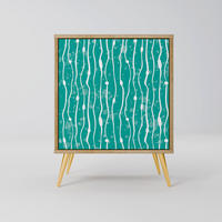 SIDEBOARD TURQUOISE RAIN, Eichefarben, 57,5x42x75,5 cm, Goldfarbene Metallfüße - Eichefarben/Goldfarben, Holzwerkstoff/Metall (57.5/75.5/42cm) - SpaceRebels