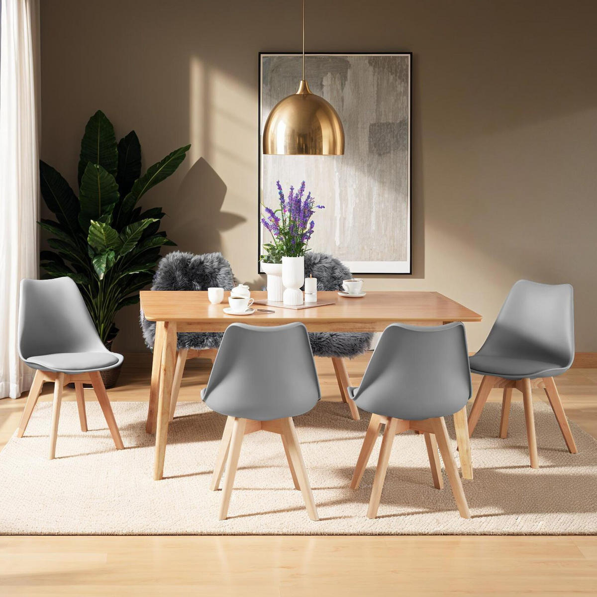 ESSZIMMERSTUHL 4er Set Frederikke,49 x 56 x 82,5 cm,grau - Grau, Textil (49/82/53cm) - tectake