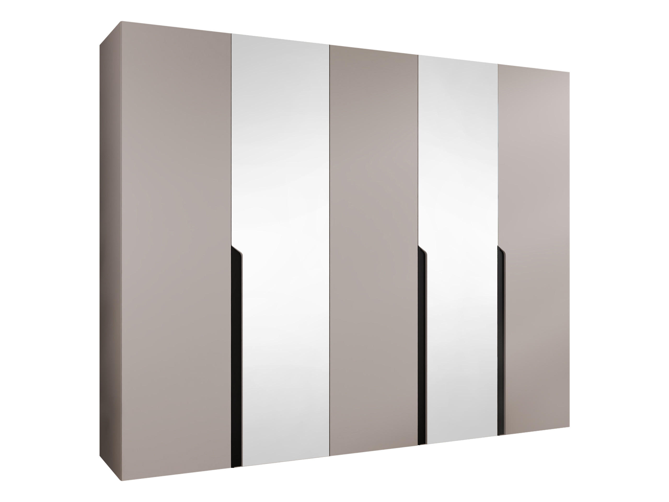 DREHTÜRENSCHRANK Mila II 250 - Kaschmir/Schwarz, Holzwerkstoff/Kunststoff (250/202/52cm) - MIRJAN24