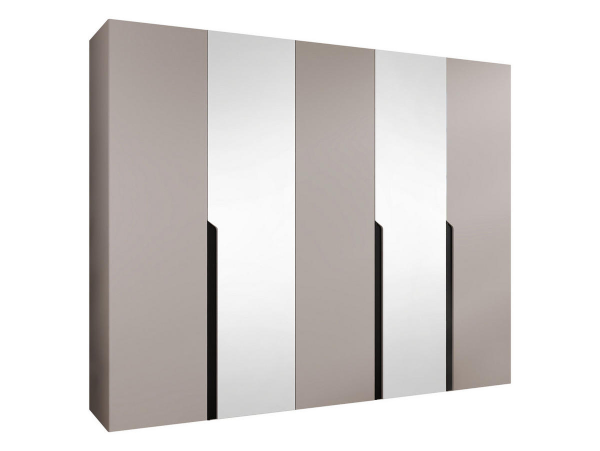 DREHTÜRENSCHRANK Mila II 250 - Kaschmir/Schwarz, Holzwerkstoff/Kunststoff (250/202/52cm) - MIRJAN24