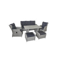 DININGLOUNGE-SET Canelli Grau Polyrattan für 7 Personen - Grau, Naturmaterialien - bellavista - Home & Garden