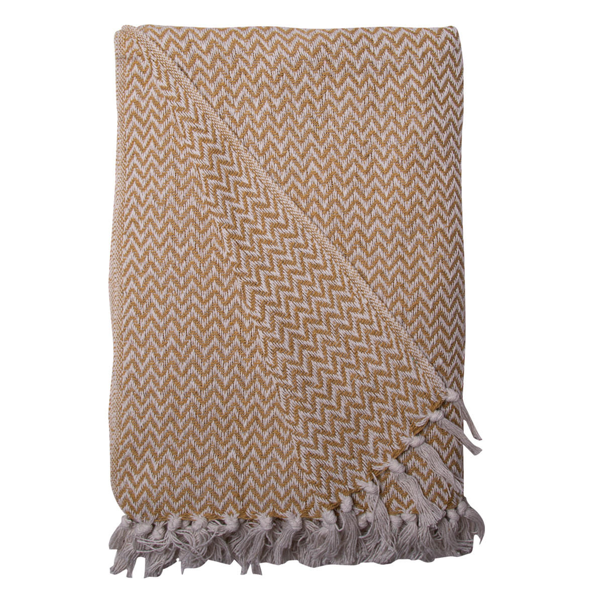 DECKE Edge 130x180 cm, 100% Baumwolle, Senf - Gelb, Textil (130/180cm) - Au Maison