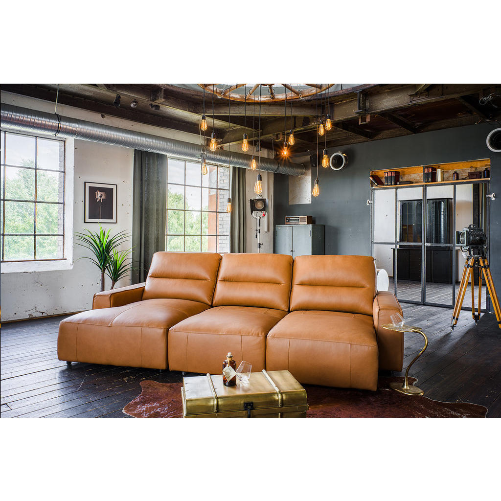 Thumbnail - Kawola Bigsofa, Braun, Leder, Nachbildung, 3-Sitzer, Füllung: Schaumstoff, Ottomane links, 288x92x164 cm, Wohnzimmer, So...
