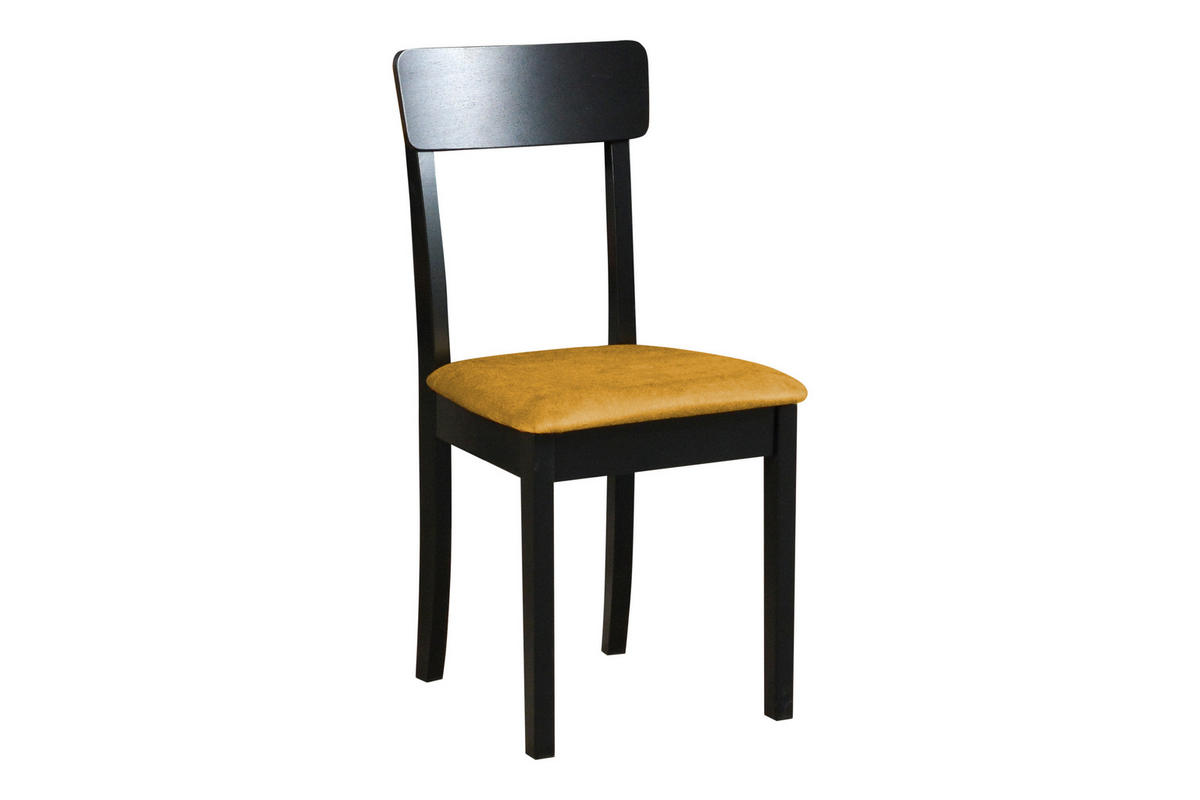 ESSZIMMERSTUHL 4x "HUGO 1", schwarz,zetta 296 - Currygelb/Schwarz, Holz (43/87/40cm) - Leaf Design