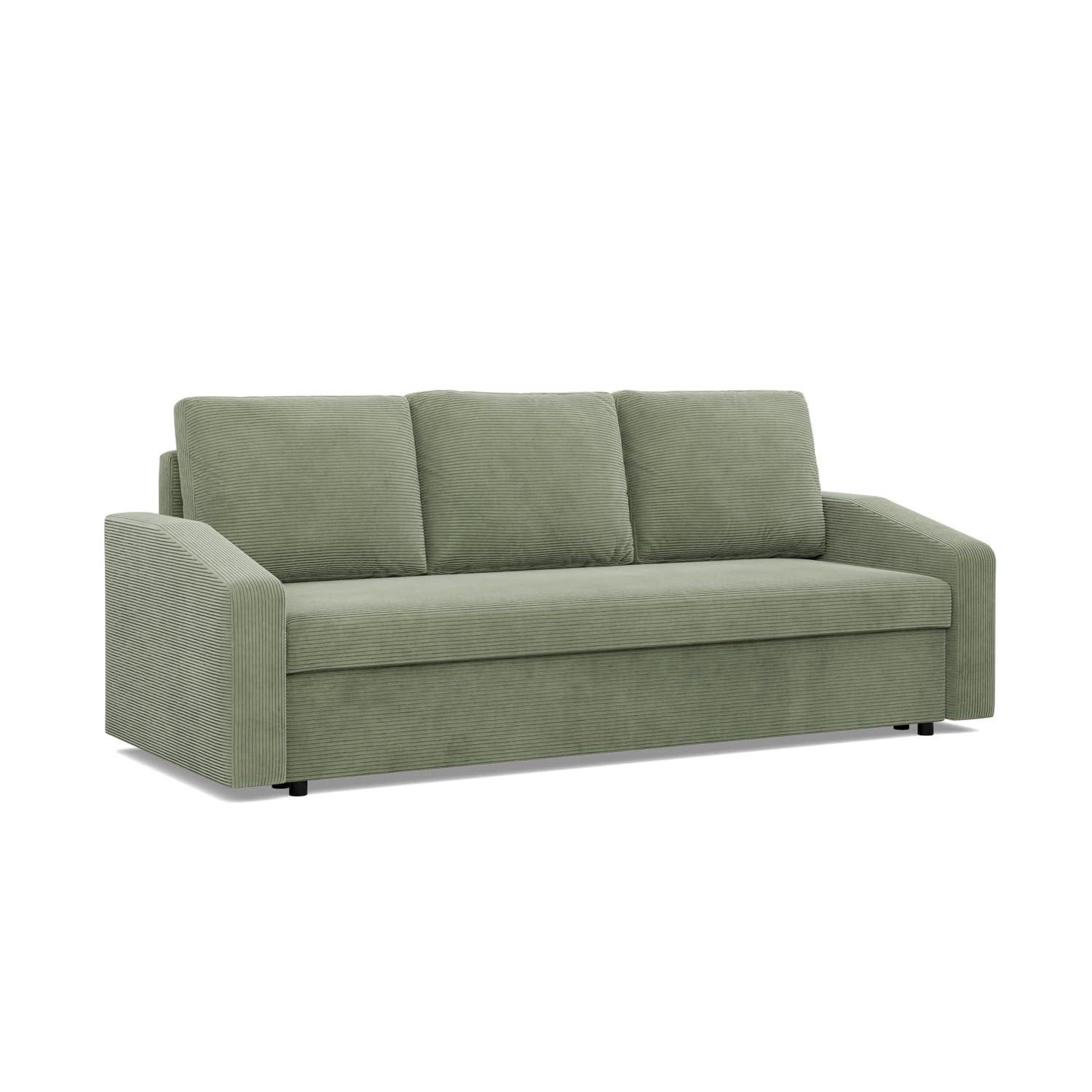 SOFA 3-SITZER MIT SCHLAFFUNKTION NEO, Cord - Grün - Grün, Textil (220/92/92cm) - Mebligo