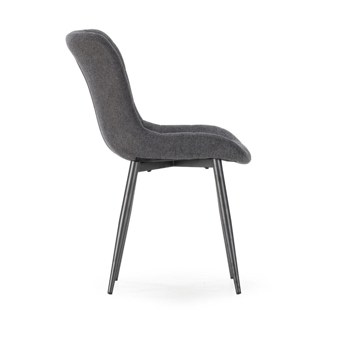 STÜHLE 4er-Set aus gesteppstem Stoff mit Metallfüßen 62/49,5/48 cm - Dunkelgrau, Textil (62/49.5/77.5cm) - Calicosy