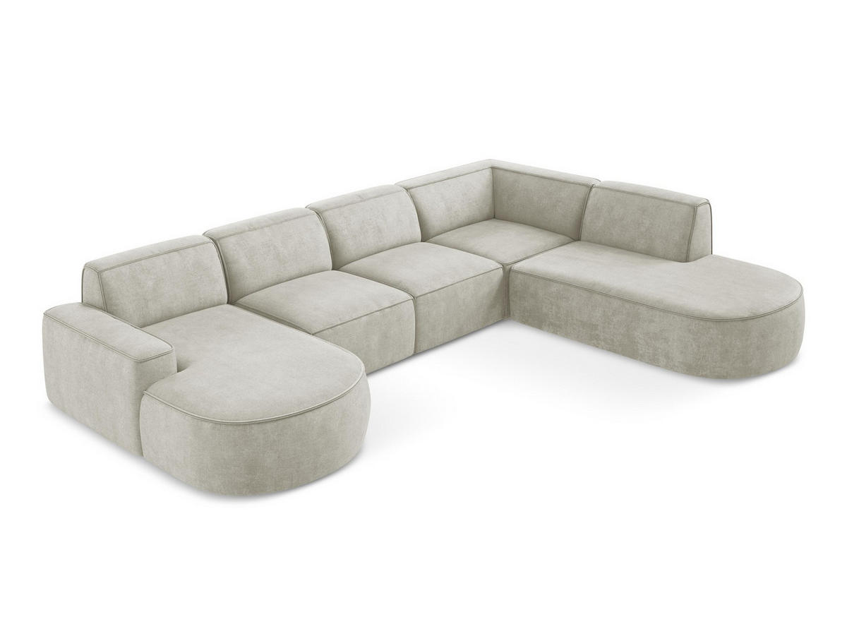 POUF Chenille Stoff Pink - Hellrosa/Schwarz, Holzwerkstoff/Textil (111/88/60cm) - Makamii