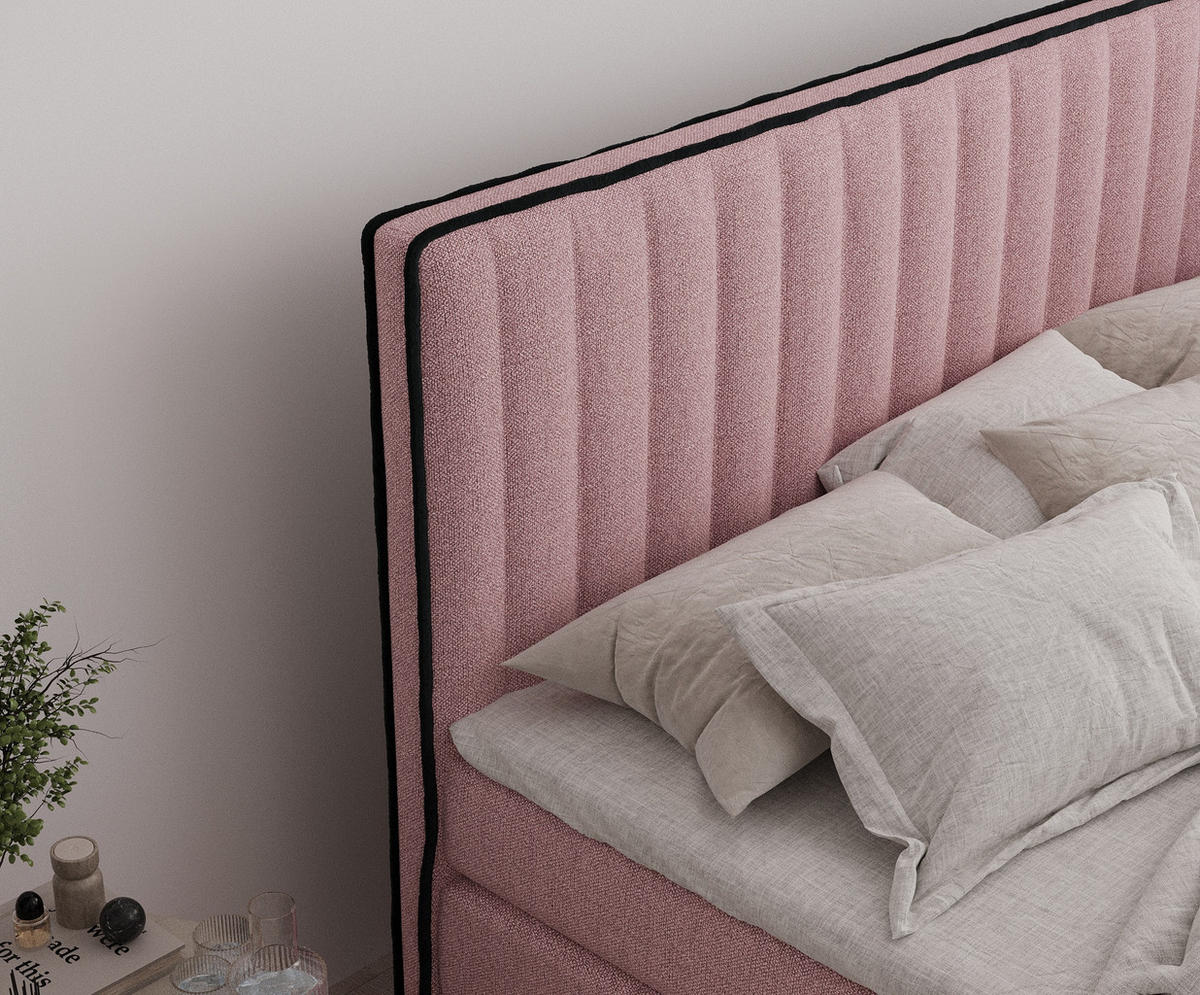 BOXSPRINGBETT Nocturne Rosa 140/200 cm - Schwarz/Rosa, Holz/Holzwerkstoff (140/200cm) - Maison de Reve