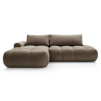 ECKSOFA Ombo Graubraun Velours 280 cm - Hellbraun/Schwarz, Kunststoff/Textil (284/167cm) - Selsey