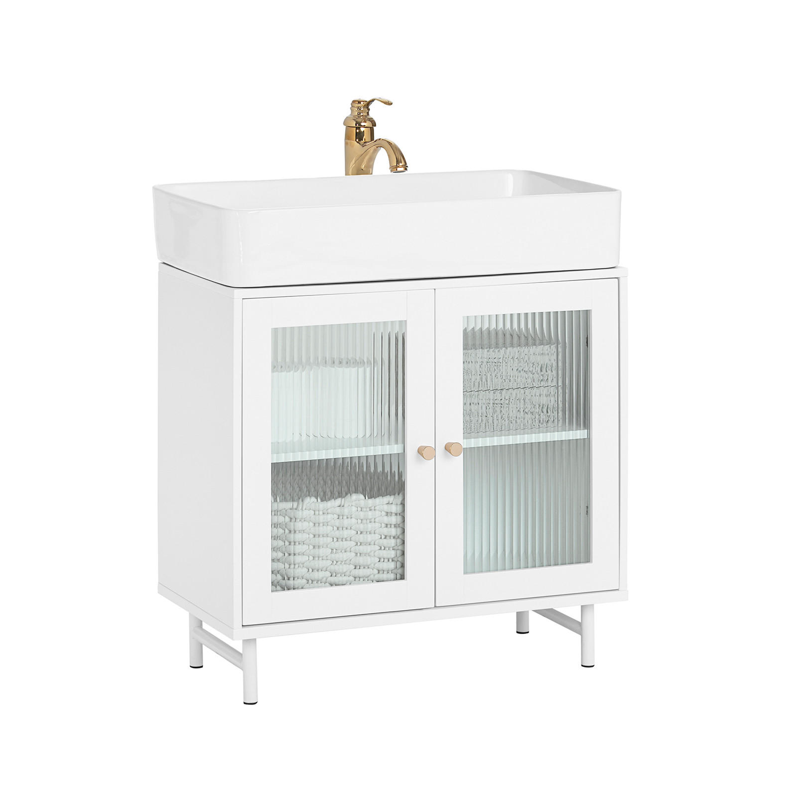 WASCHBECKENUNTERSCHRANK Weiß - Weiß, Glas/Holzwerkstoff (60/58/30cm) - SoBuy
