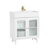 WASCHBECKENUNTERSCHRANK Weiß - Weiß, Glas/Holzwerkstoff (60/58/30cm) - SoBuy
