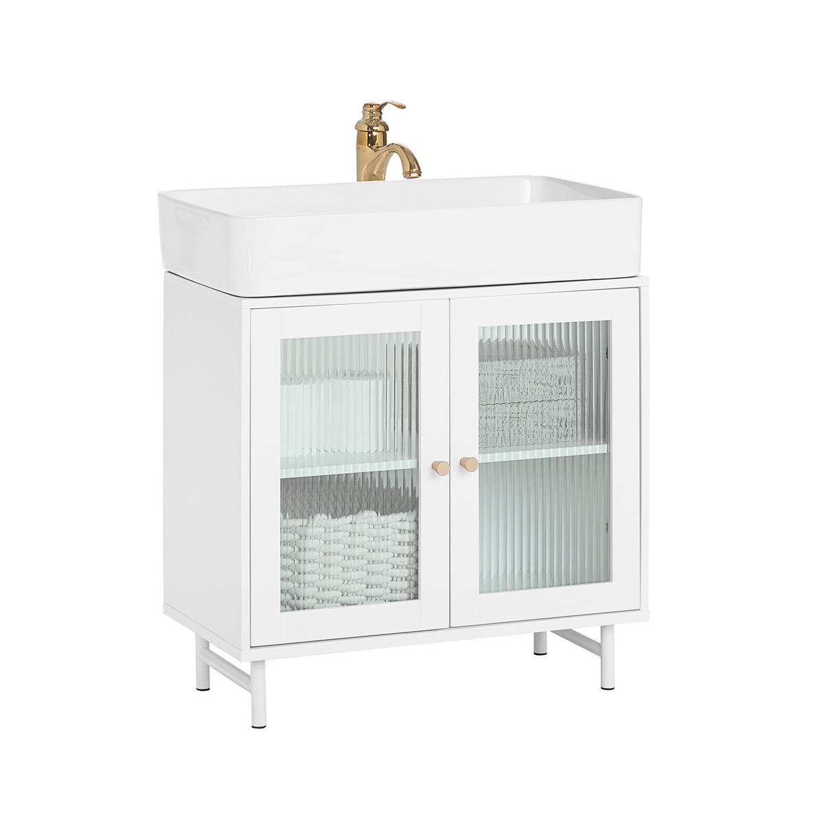 WASCHBECKENUNTERSCHRANK Weiß - Weiß, Glas/Holzwerkstoff (60/58/30cm) - SoBuy