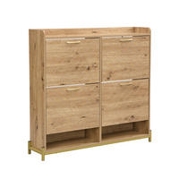 SCHUHREGAL 108 cm Holzoptik mit 4 Klappfächern & Metallfüßen für Flur - Eichefarben, Holzwerkstoff (108.5/100/24cm) - Urban Meuble
