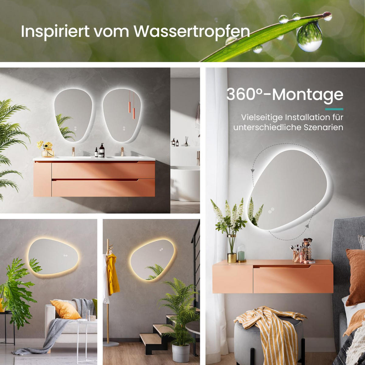 BADSPIEGEL mit Touch-Schalter, Dimmbar 70/50/3 cm - Weiß, Glas (50/2.9/70cm) - EMKE