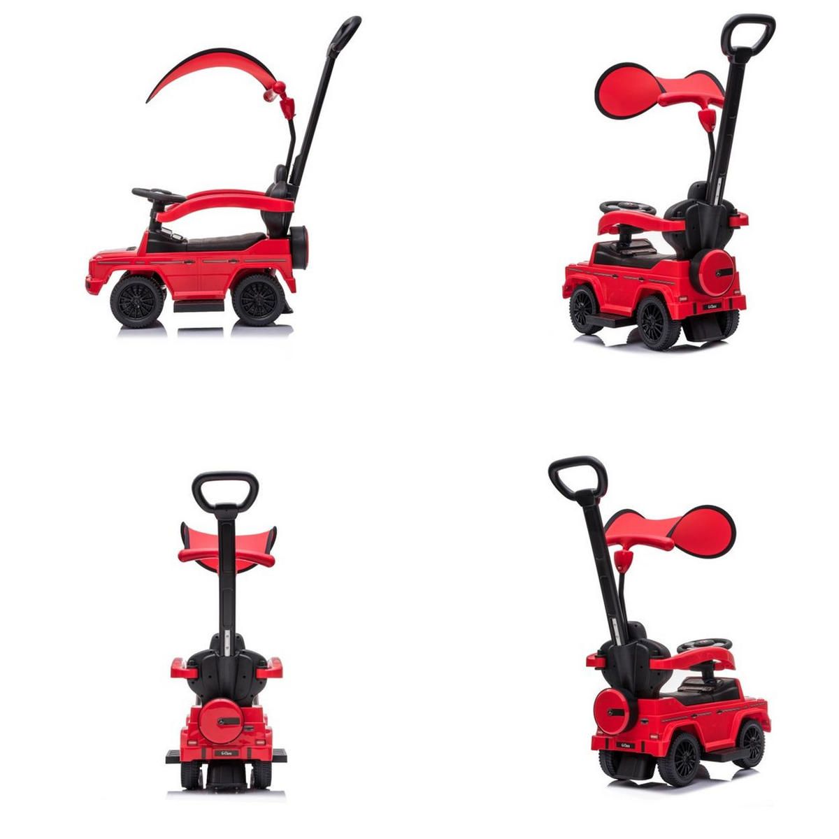 RUTSCHER Mercedes G350d rot 653-P, Musik, Schiebestange, Sonnendach - Rot, Kunststoff (86/40/95cm) - Moni