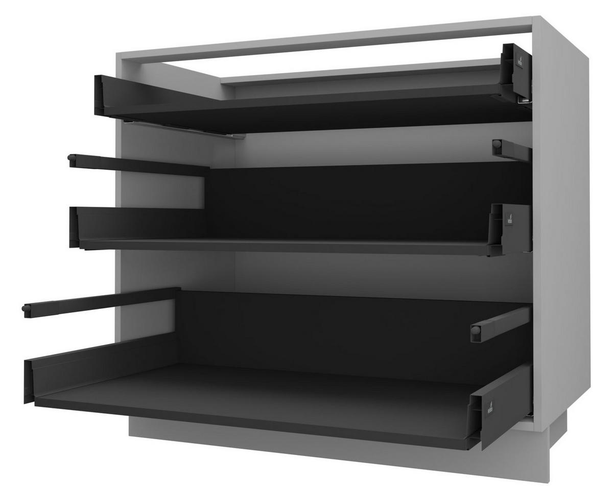 SCHUBLADENUNTERSCHRANK Bari D3/90 Grau / RAL 5024 pastellblau 90 / 50 / 82cm HETTICH Vollauszug - Blau/Grau, Holz/Holzwerkstoff (90/82/50cm) - Feldmann-Wohnen