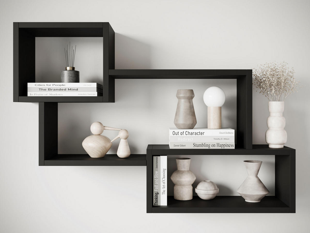 WANDREGAL Trio 005 - Schwarz, Holzwerkstoff (87/54/18cm) - MIRJAN24