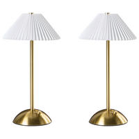KABELLOSE LED Tischlampe 2er Set mit Dimmer Metall Gold Ruba - Goldfarben/Weiß, Metall (16/16/30cm) - Beliani