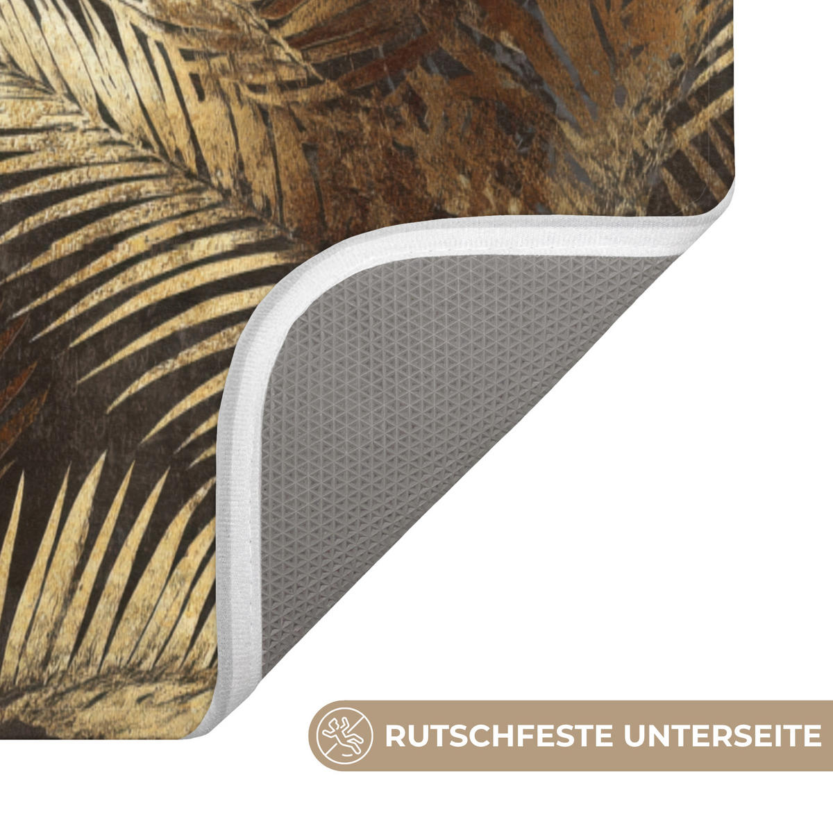 KOUPELNOVÁ PŘEDLOŽKA Tropical - Listy - zlaté 60x120 cm - zlatá, textil/plast (60/120cm)