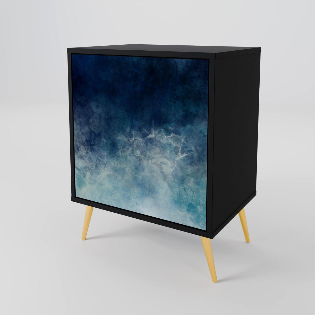 SIDEBOARD CELESTIAL FALL, Schwarz, 57,5x42x70,5 cm, Schwarze Metall-Sternfüße - Multicolor/Schwarz, Holzwerkstoff/Metall (57.5/70.5/42cm) - SpaceRebels