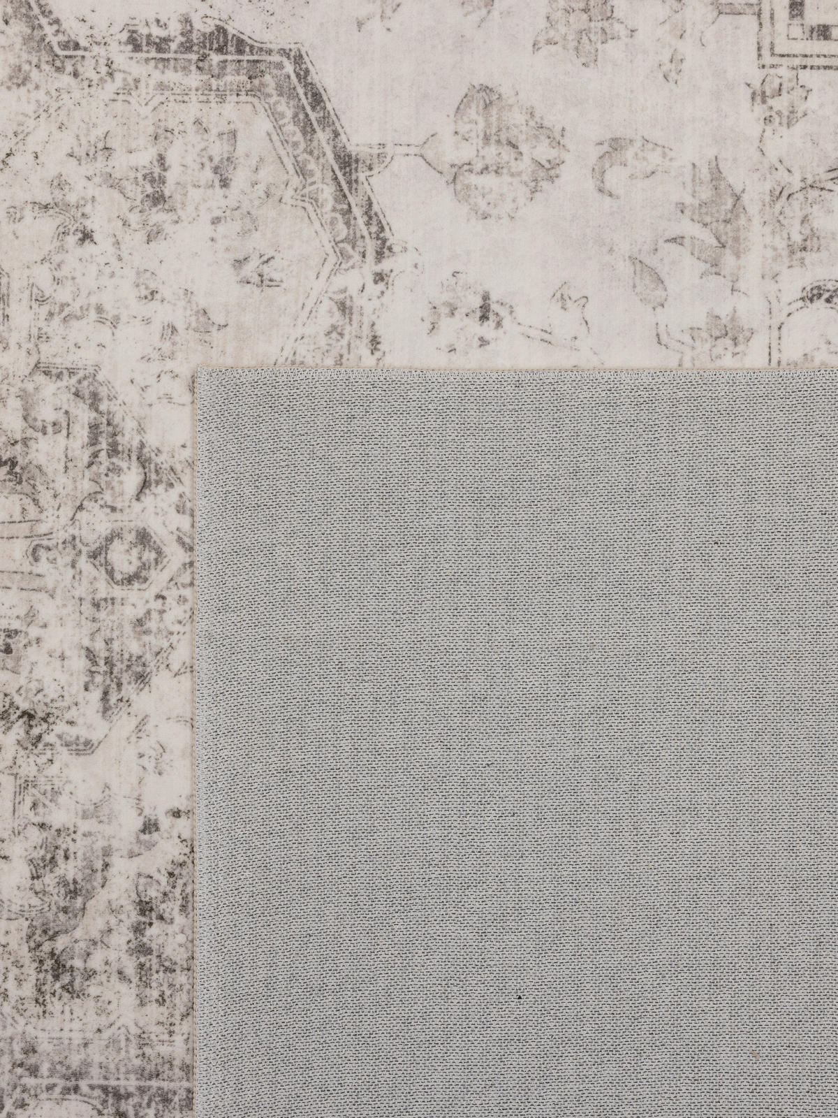 TEPPICH Kurzflor, waschbar, mit floralen Ornamenten, VERNANTE in Beige-Grau, 160 x 230 cm - Beige, Textil (160/230cm) - KADIMA DESIGN