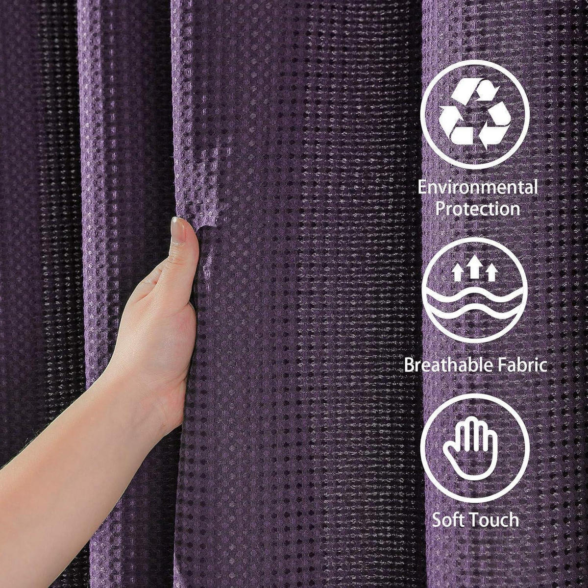 DUSCHVORHANG Waffelstoff Lila 275 x 182 cm - Lila, Textil (275/182cm)