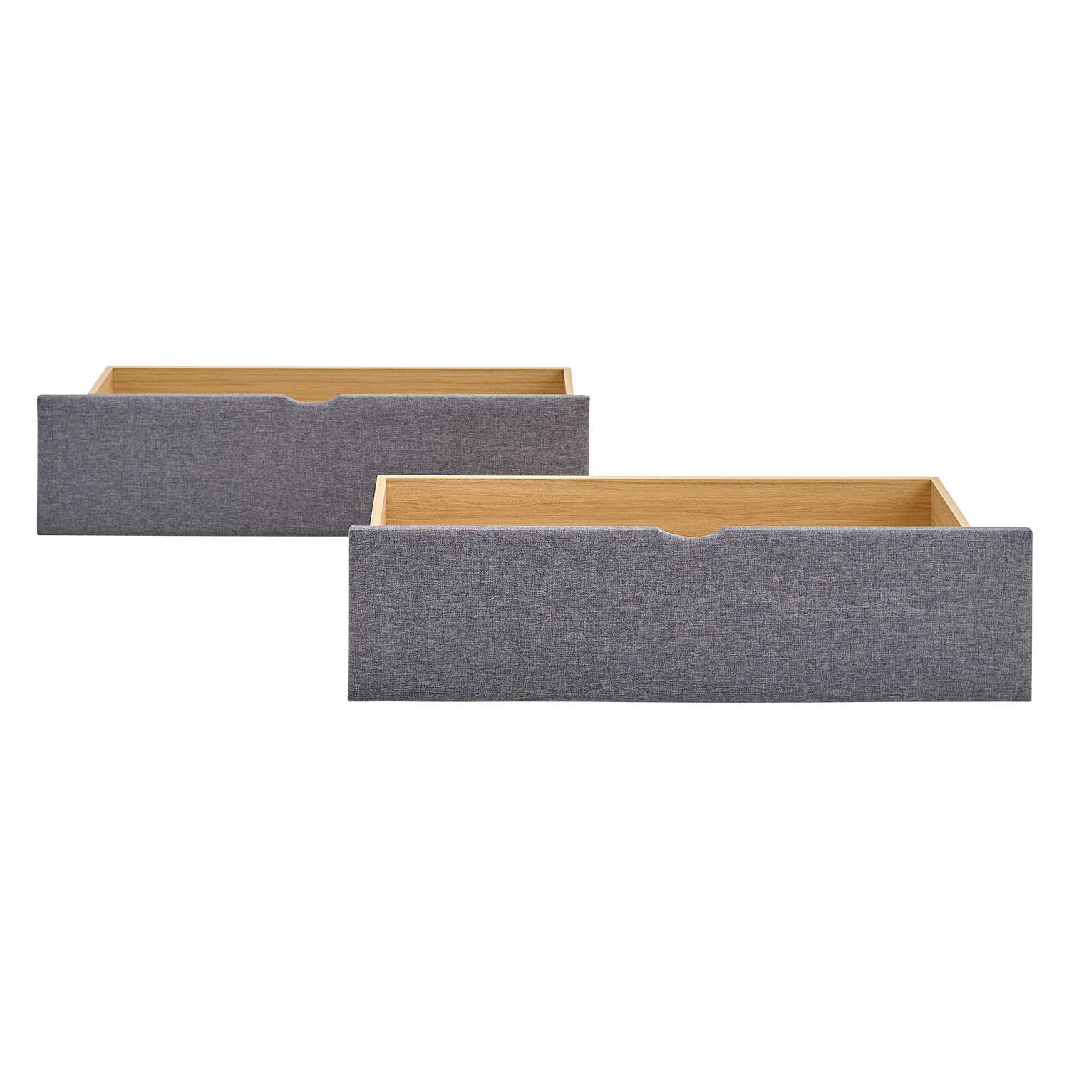 BETTKASTEN 2er Set 99/26/37 cm Grau - Grau, Holzwerkstoff/Textil - Homestyle4u