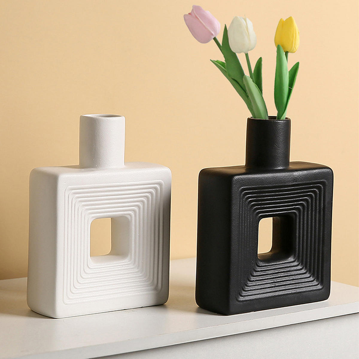 VASE 13,5 x 6,27 cm Keramik - Weiß, Kunststoff (27cm) - LIBRATON
