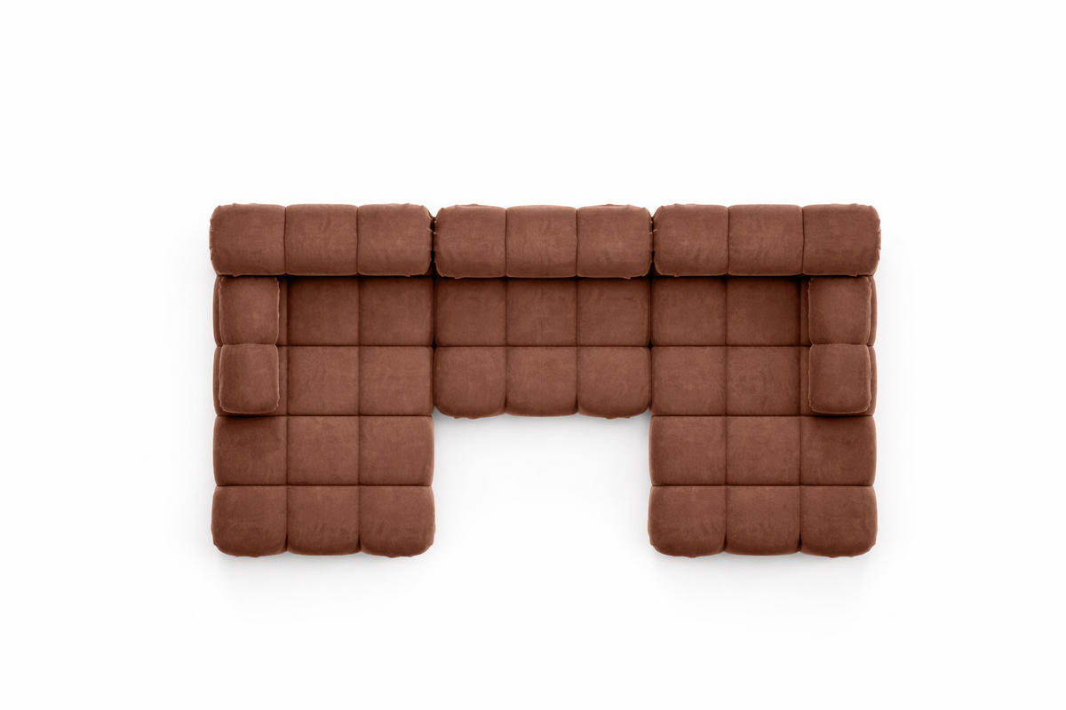 ECKSOFA U-Form, Stoff Velours Salvador, Dunkelbraun, Selia U - Dunkelbraun, Holz (285/70/160cm) - Kaiser Möbel