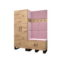 GARDEROBEN-SET 196/158/45,6 - Pink/Schwarz, Holz/Kunststoff (158/196/45.6cm) - Abiks Möbel